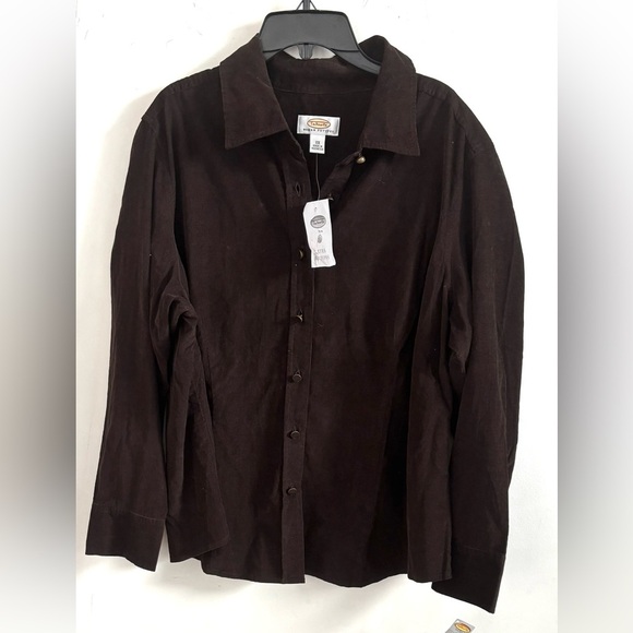Talbots Petite Womens corduroy Sz 2XP chocolate brown up shirt Career Workwear - Picture 1 of 4